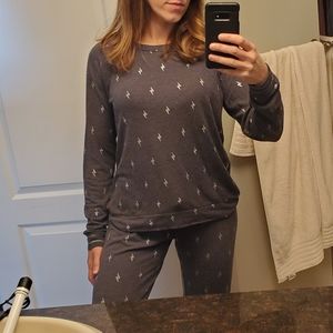 PJ Salvage grey lightning bolt pajama set Size M